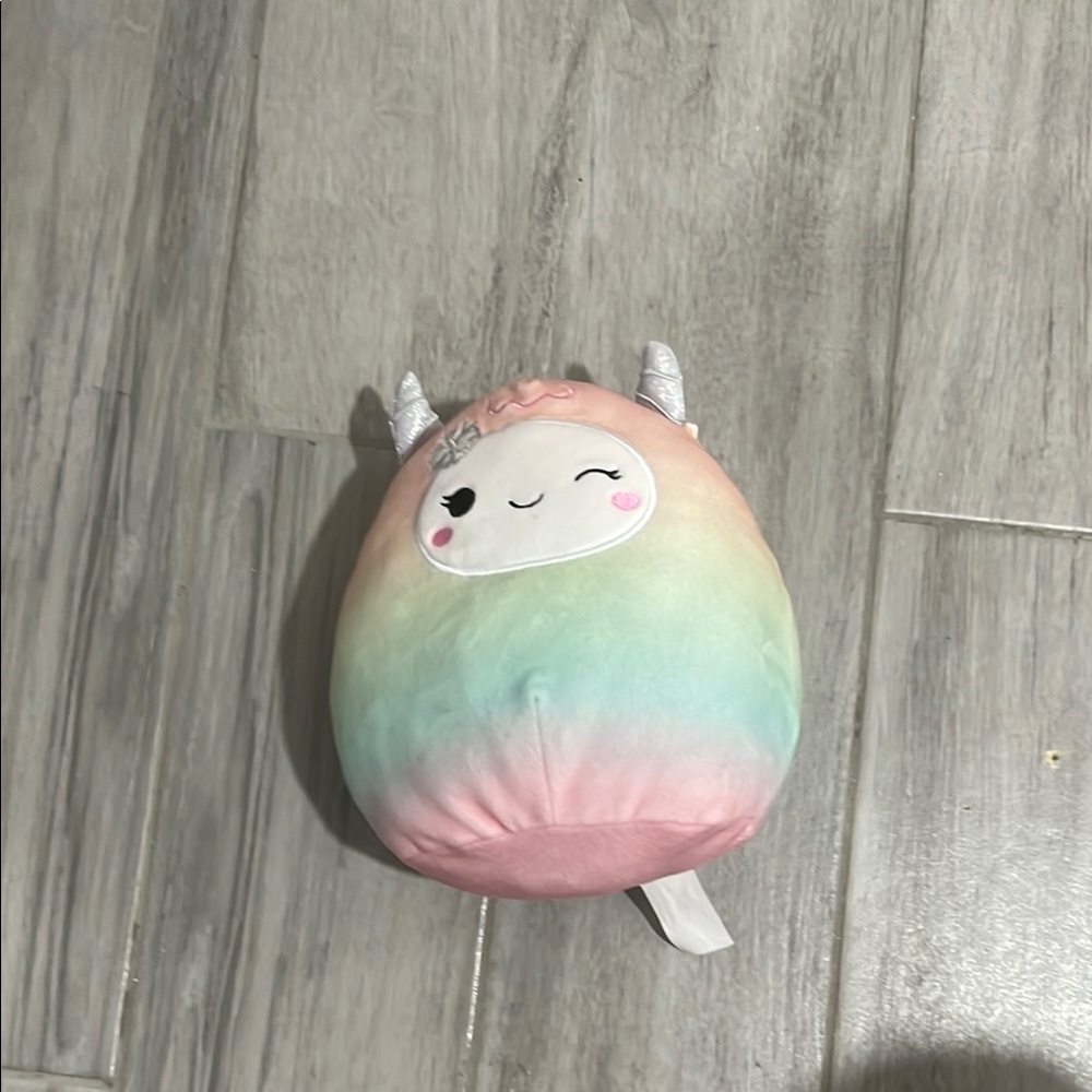 Rainbow Plush Toy with Silver Horns